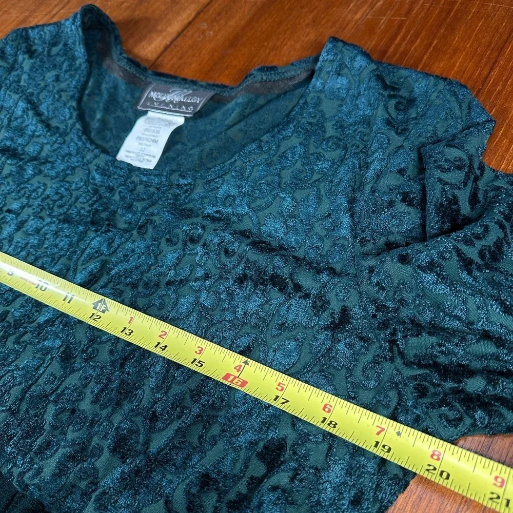 Vintage Molly Malloy Evening Dress Maxi Sz 12 Kelly GREEN Burnout Velvet Formal - Picture 7 of 9
